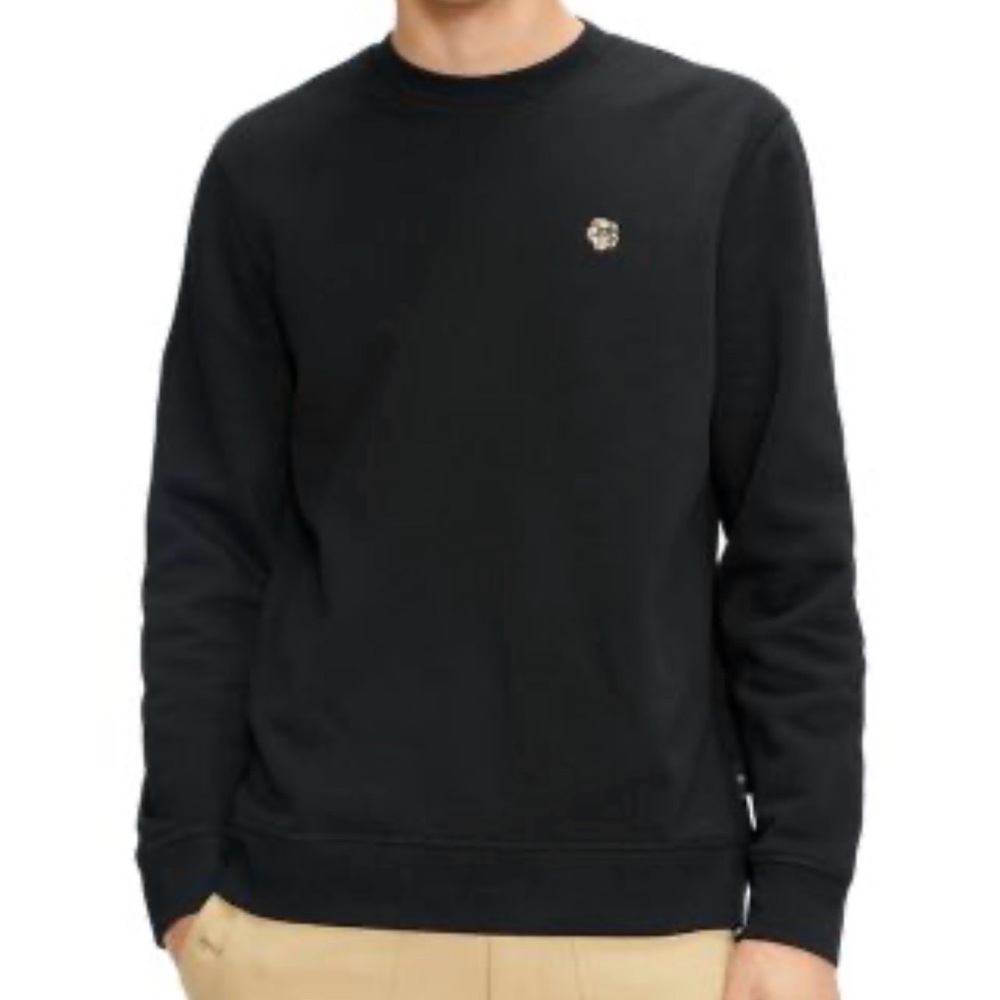 Ted Baker‎ London Black Magnolia Patch Cotton Sz 5/ L Pullover Sweater Crewneck